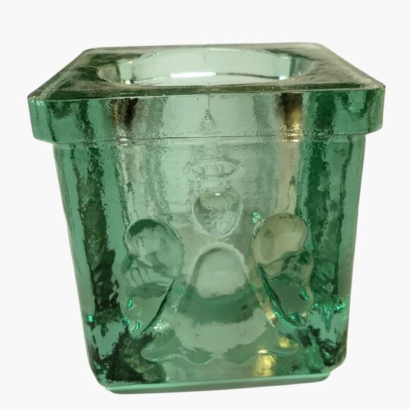 Candle Holder Angel Square Green Recycled Glass Spain - Picture 1 of 8